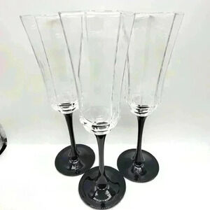 Vintage Champagne Glasses Luminarc Domino Signature Black by Cristal D'Arques
